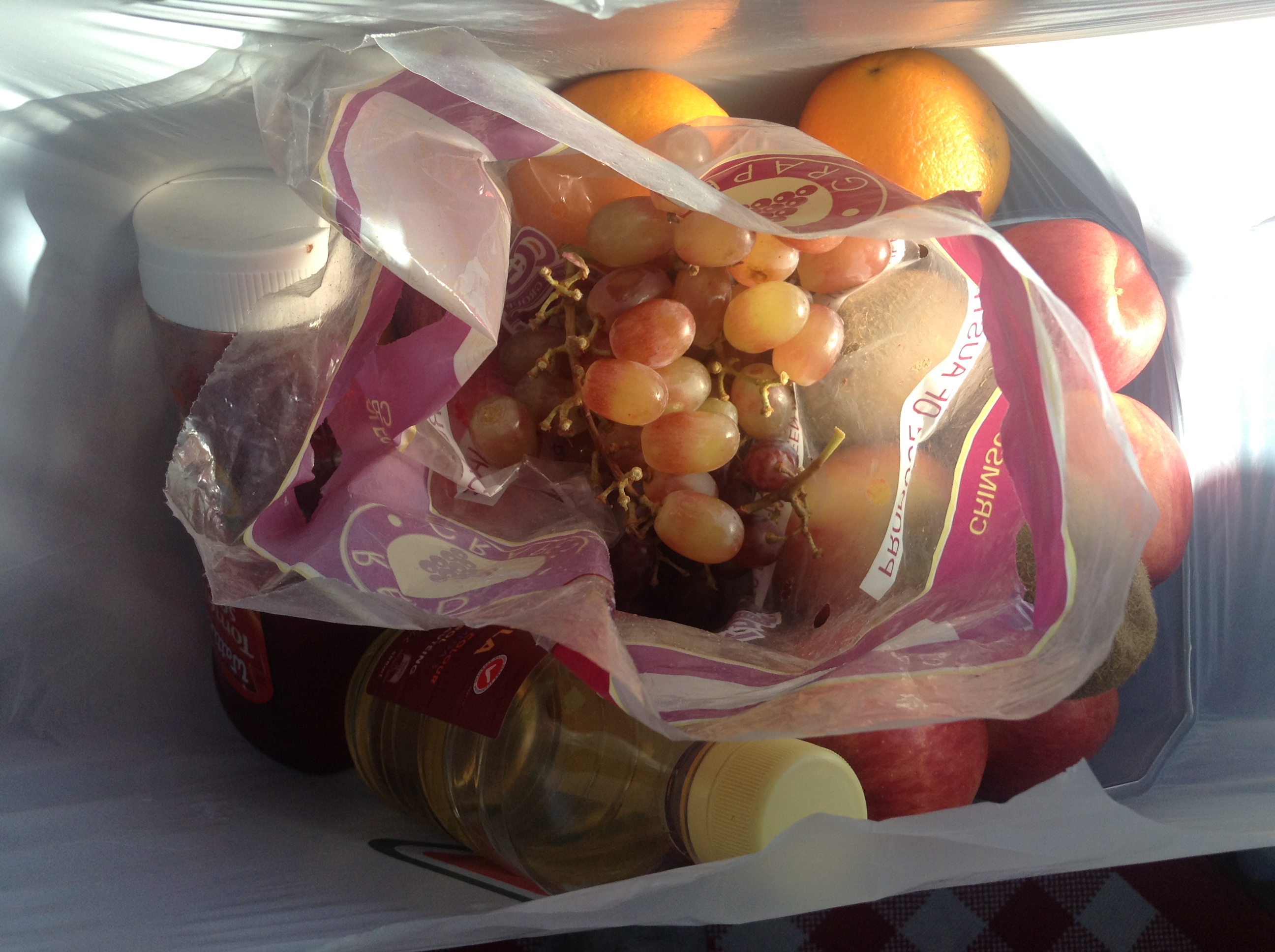 A bag of fruit from departing campers
